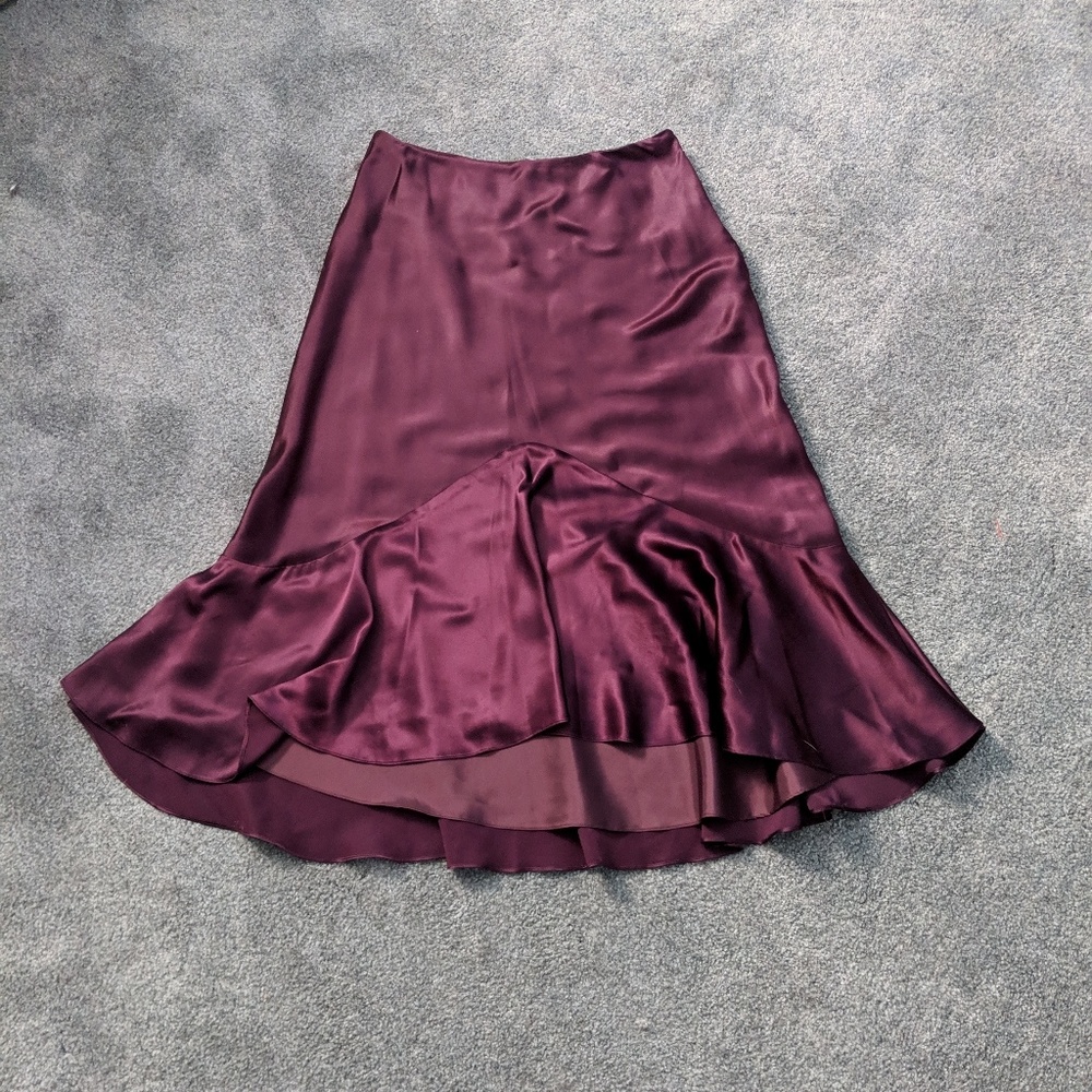 Lauren Ralph Lauren Petite Eggplant Silk  Skirt